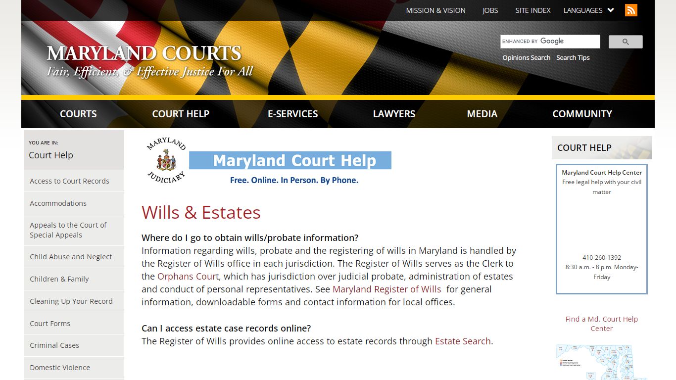Wills & Estates | Maryland Courts